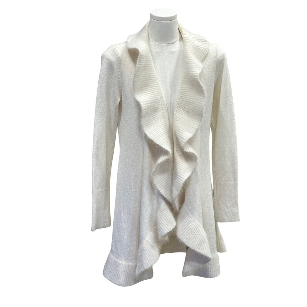 Womens Cream White House Black Market Ruffle Sweater. Size Small